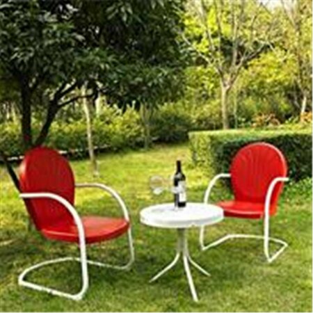 MODERN MARKETING Crosley Furniture Griffith 3 Pc. Metal Outdoor Conversation Seating Set-Two Chairs in Red Finish MO335255